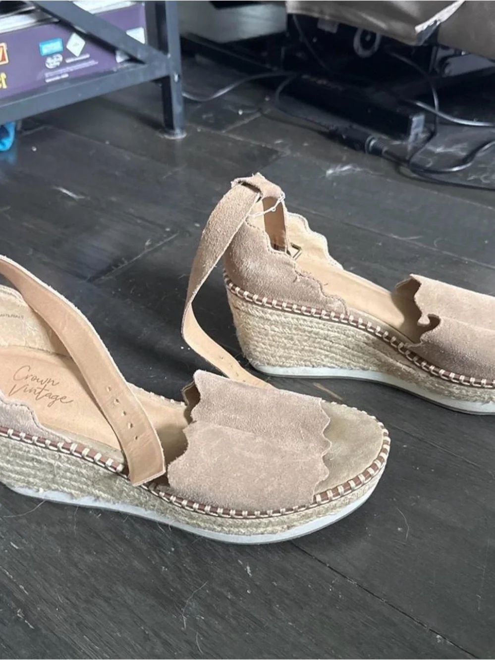 Wedge Espadrille Sandals in Taupe Suede